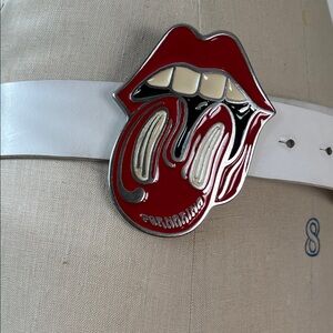 White Belt with Red Lips Buckle